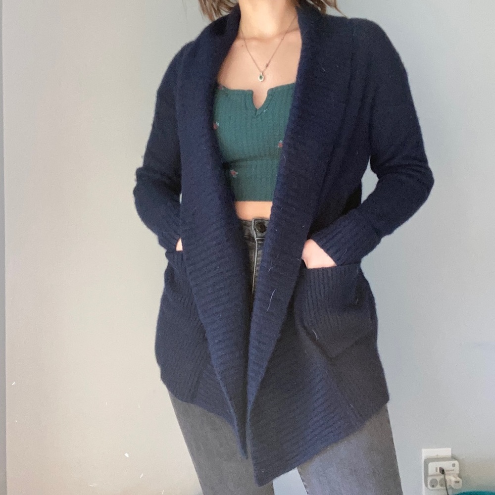 Banana Republic Soft Dark Navy Blue Knit Cardigan Sweater